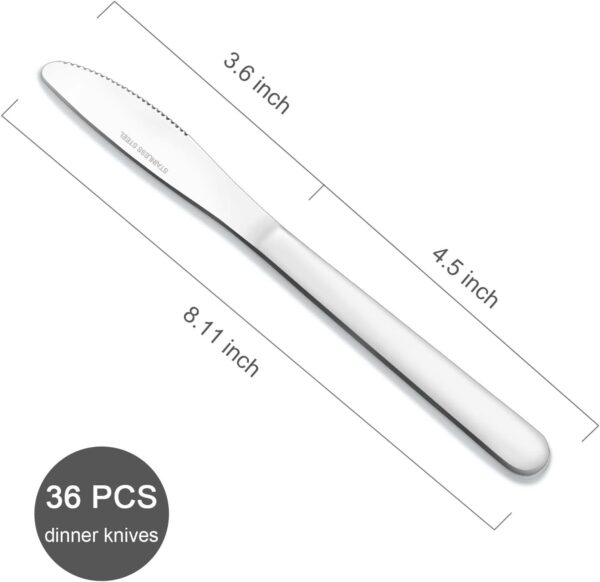36 Pieces Dinner Knives Set, 8.1 Inches Table Knives Set, Durable Butter Knife, Food Grade Stainless Steel Dinner Knife, Cost-effective Knives Silverware - Mirror Polished, Dishwasher Safe - Image 2