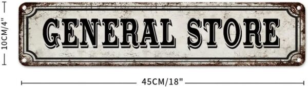 General Store Metal Tin Sign Wall Plaque Groceries Bar Street Porch Sign Metal Tin Plaque Wall Decor Vintage Home Quality Metal Street Signs for Kitchen Bedroom Front Porch - Image 2