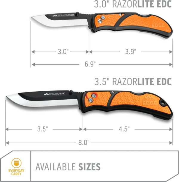 OUTDOOR EDGE 3.5" RazorLite EDC Knife. Pocket Knife with Replaceable Blades and Clip. Perfect For Hunting and Skinning Deer. Blaze Orange with 6 Blades - Image 4