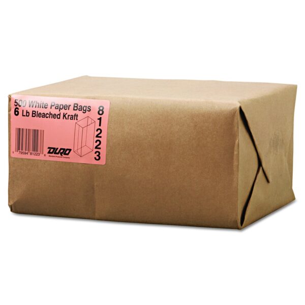 General GW6500 #6 Paper Grocery Bag, 35lb White, Standard 6 x 3 5/8 x 11 1/16, (Case of 500 Bags) - Image 2