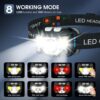 LHKNL Headlamp Flashlight, 1200 Lumen Ultra-Light Bright LED Rechargeable Headlight with White Red Light,2-Pack Waterproof Motion Sensor Head Lamp,8 Modes for Outdoor Camping Running Hiking Fishing - Image 4