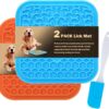Lick Mat for Dogs - Slow Feeder Licking Mat with Suction Cups for Peanut Butter, Food Treats & Yogurt - 2 Pack