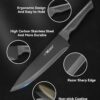 Knife Set, 15 Pcs Kitchen Knife Set with Block Self Sharpening, Dishwasher Safe, 6 Steak Knives, Anti-slip handle, Black - Image 4