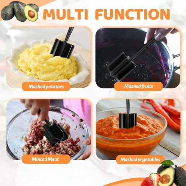 Meat Chopper, Hamburger Chopper, Potato Masher-Professional Multifunctional Heat Resistant Nylon Ground Beef Smasher Kitchen Tools And Gadgets, ​Safe For Non-Stick Cookware. - Image 2