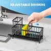 Cisily Black Sponge Holder for Kitchen Sink, Sink Caddy Organizer with High Brush Holder, Kitchen Countertop Organizers and Storage Essentials, Rustproof 304 Stainless Steel, Soap Dispenser Organize - Image 4