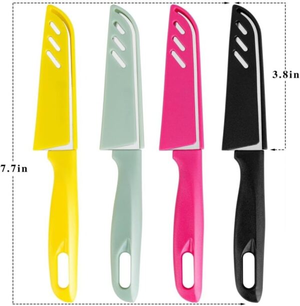 8 pieces Paring Knives (4PCS Peeling Knives and 4PCS Knife Sheath), Ultra Sharp Vegetable and Fruit Knife,German Steel Small Kitchen Knife with PP Plastic Ergonomic Handle - Image 4