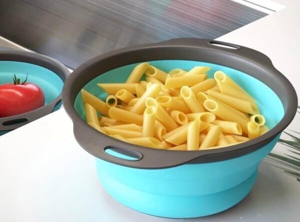 Set of 3 Niklye Ultimate Kitchen Strainers includes 1-10 inch & 2-12 inch. Collapsible Silicone Colanders For Easy Storage - Use with Pasta & Veggies or as a Fruit or Berry Bowl with Strainer., large - Image 5