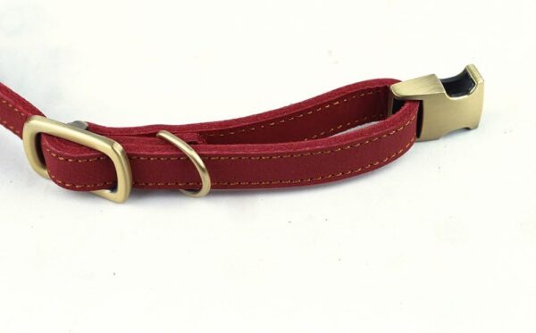 CHEDE Luxury Real Leather Dog Collar- Handmade for Small Dog Breeds with The Finest Genuine Leather Collar That is Stylish,Soft Strong and Comfortable-Red Dog Collar - Image 3