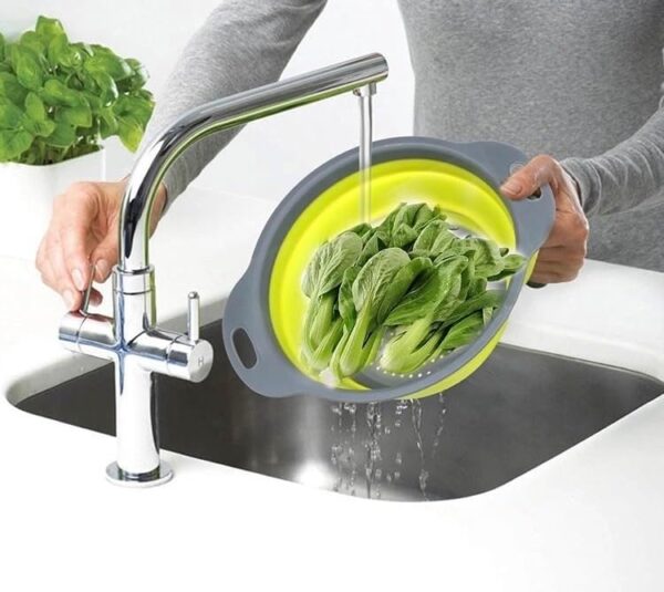 Set of 3 Niklye Ultimate Kitchen Strainers includes 1-10 inch & 2-12 inch. Collapsible Silicone Colanders For Easy Storage - Use with Pasta & Veggies or as a Fruit or Berry Bowl with Strainer., large - Image 4