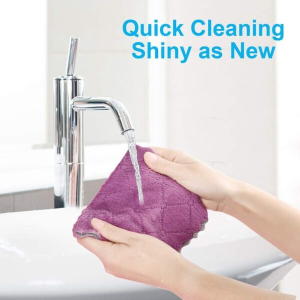 12PCS Kitchen Towels Dish Towels, Multipurpose Reusable Dish Cloths, Double-Sided Microfiber Cleaning Rags for Furniture, Car, Tea, Bowl, 10x 6 inch - Image 2