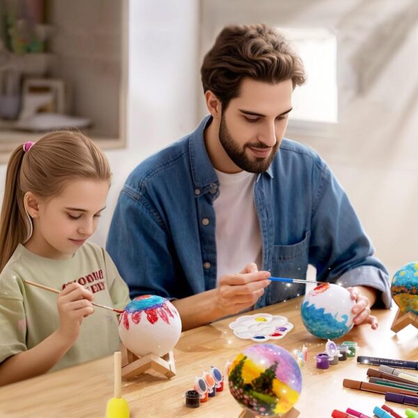 HOLA DIY 3D Moon Night Light, Paint Your Own Moon Lamp Kit Galaxy Lamp Arts and Crafts Kit, Ages 6 7 8 9 10 11 12-15 Year Old Girl Boys Birthday Gifts Toys - Image 4
