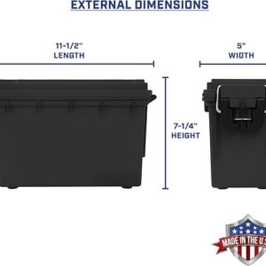 Sheffield 12629 Ammo Storage Box, Stackable .30 Cal Field Boxes, Water and Dust Resistant, Lockable Storage Box with Handle, Secures Hunting Gear, Supplies, and Bullets, Made in USA, Black, 1-Pack