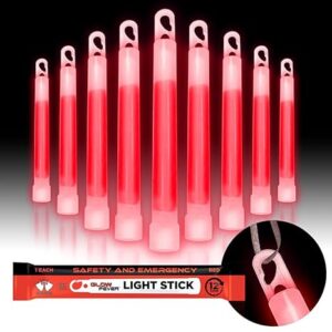 Glow Fever Emergency Safety Military Grade Glow Sticks; 10pcs, 6" Ultra Bright Glow Sticks with 12 Hours Duration. Great for Hiking, Party, Camping, Blackouts, Hurricane and Survival Kits (Red) Visit the Glow Fever Store