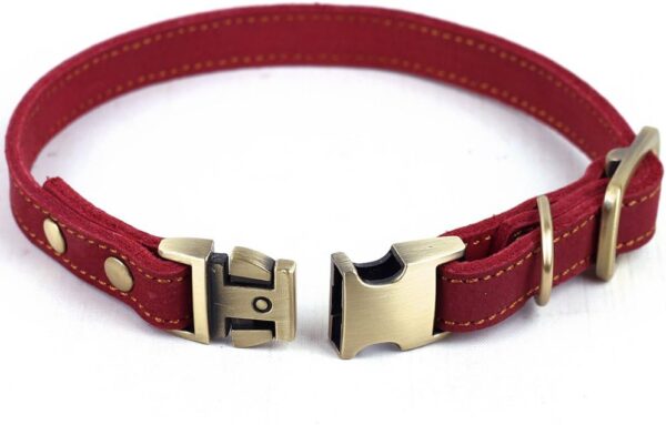CHEDE Luxury Real Leather Dog Collar- Handmade for Small Dog Breeds with The Finest Genuine Leather Collar That is Stylish,Soft Strong and Comfortable-Red Dog Collar - Image 2