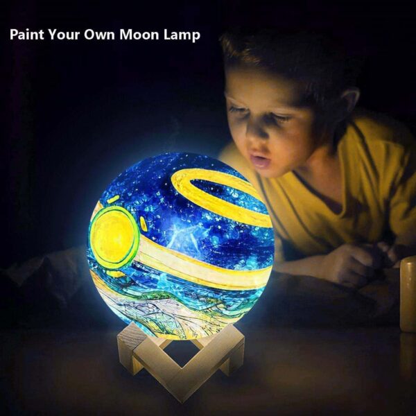 HOLA DIY 3D Moon Night Light, Paint Your Own Moon Lamp Kit Galaxy Lamp Arts and Crafts Kit, Ages 6 7 8 9 10 11 12-15 Year Old Girl Boys Birthday Gifts Toys - Image 5