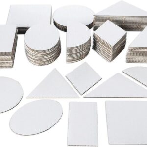 Hygloss Products Corrugated Geometric Shapes Ideal Arts and Crafts-Good for Home or Class-STEM Activity for Kids-Educational-Assorted-84 Pack, White