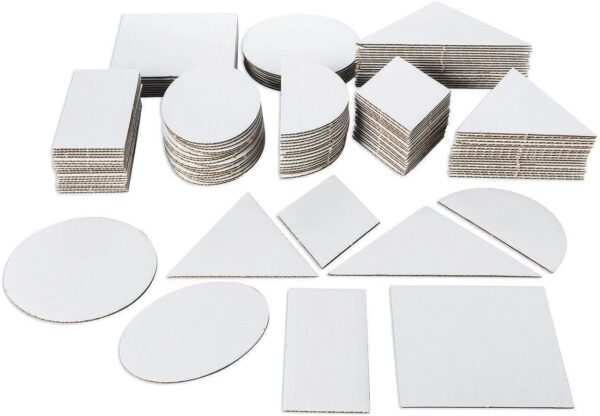 Hygloss Products Corrugated Geometric Shapes Ideal Arts and Crafts-Good for Home or Class-STEM Activity for Kids-Educational-Assorted-84 Pack, White