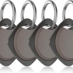 Finder Tag-4 Pack, Invisible Guard Bluetooth Tracker Works with Apple Find My (iOS Only) - Waterproof, Replaceable Battery, Lost Mode, Smart Key Finder Item Locator for Bags, Suitcases, Pet-4pc Black