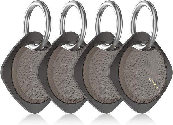 Finder Tag-4 Pack, Invisible Guard Bluetooth Tracker Works with Apple Find My (iOS Only) - Waterproof, Replaceable Battery, Lost Mode, Smart Key Finder Item Locator for Bags, Suitcases, Pet-4pc Black
