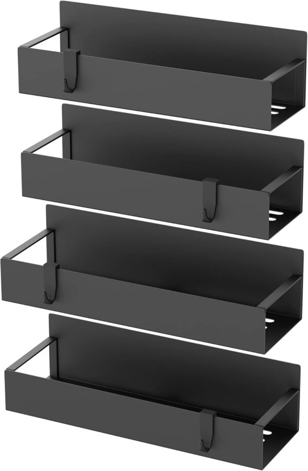 4 Pack Magnetic Spice Storage Rack Organizer for Refrigerator and Oven, Black Fridge Organizers and Storage - Image 2
