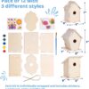 Neliblu DIY 12 Wooden Bird House Kits - Creative Arts and Crafts Set for Kids and Adults - Unfinished Wood Birdhouses with Paint Strips, Brushes, Stickers and Strings - 3 Unique Shapes, 2 Sizes - Image 3