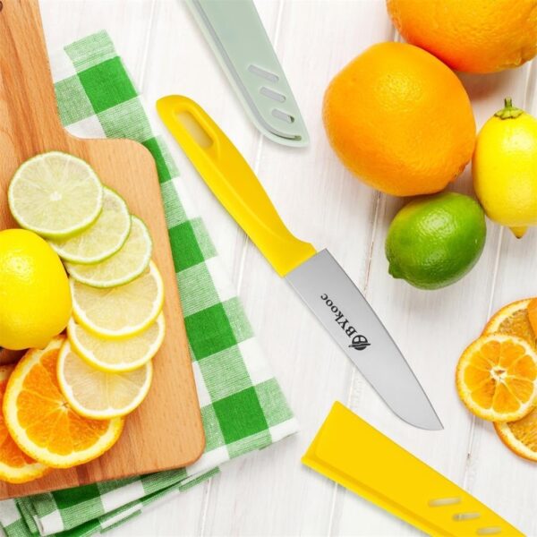 8 pieces Paring Knives (4PCS Peeling Knives and 4PCS Knife Sheath), Ultra Sharp Vegetable and Fruit Knife,German Steel Small Kitchen Knife with PP Plastic Ergonomic Handle - Image 2