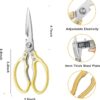 Kitchen Scissors, Heavy Duty Sharp Kitchen Shears Dishwasher Safe, Kitchen Accessories Cooking Shears for Kitchen Meat Chicken Fish Poultry Herb Bread (gold) - Image 2