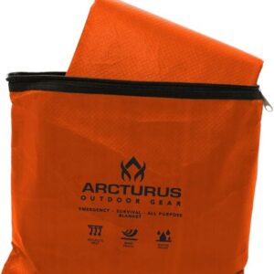 Arcturus Heavy Duty Survival Blanket – Insulated Thermal Reflective Tarp - 60" x 82". All-Weather, Reusable Emergency Blanket for Car or Camping (Orange)