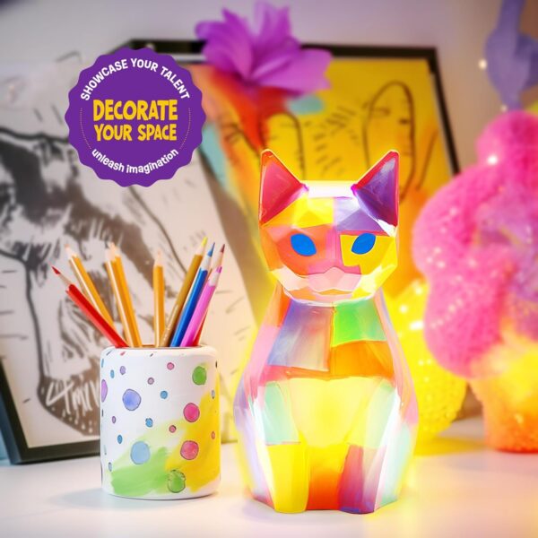 Paint Your Own Cat Lamp Kit, Art Supplies Arts & Crafts Kits, Painting kit for Kids 6-12, Arts and Crafts for Kids Ages 8-12, Toys Girls Boy Birthday Easter Gift Ages 3 4 5 6 7 8 9 10 11 12+ - Image 4
