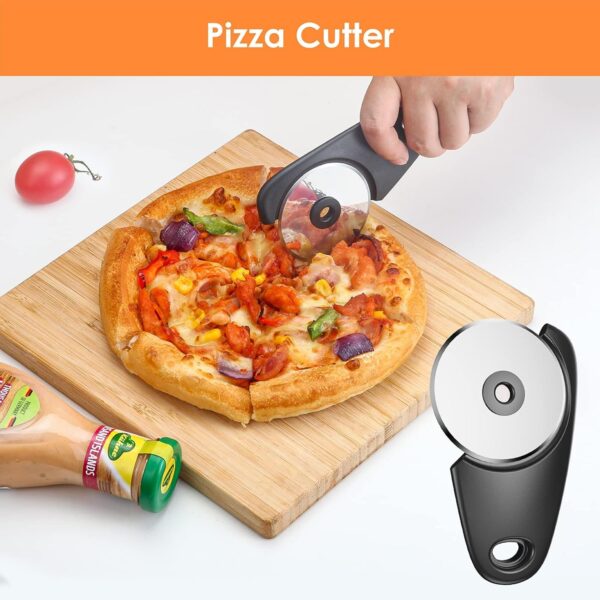 Kitchen Unique Gadgets Set 6 Pieces, Space Saving, Cheese Grater, Bottle Opener, Fruit Vegetable Peeler, Pizza Cutter, Garlic Ginger Grinder, Herb Stripper Gift Set - Image 5