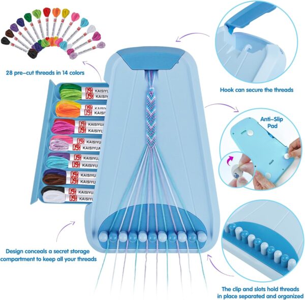 12,Friendship Bracelet Making Kit for Girl,Kids Jewelry Making Kit with 28 Pre-Cut Threads,Christmas Birthday Gifts for Ages 6 7 8 9 10 11 12 Year Old Light Blue - Image 2