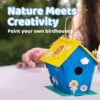 Neliblu DIY 12 Wooden Bird House Kits - Creative Arts and Crafts Set for Kids and Adults - Unfinished Wood Birdhouses with Paint Strips, Brushes, Stickers and Strings - 3 Unique Shapes, 2 Sizes - Image 4