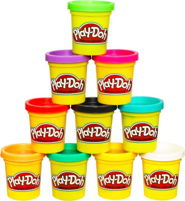 Play Doh Modeling Compound 10-Pack Case of Assorted Colors, Non-Toxic 2 oz. Cans, Halloween Toys & Party Favors, Preschool Toys for Kids, Ages 2+ (Amazon Exclusive)