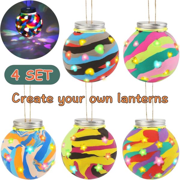 4 Set Kids Clay Arts and Crafts, Kid Craft Kit 8-12, Air Dry Clay Globe Lantern, Boys Art Kits, Girls Play Date Indoor Activities Group Projects Ages 7 8 9 10 11 Year Summer Camping Mothers Day Crafts - Image 2