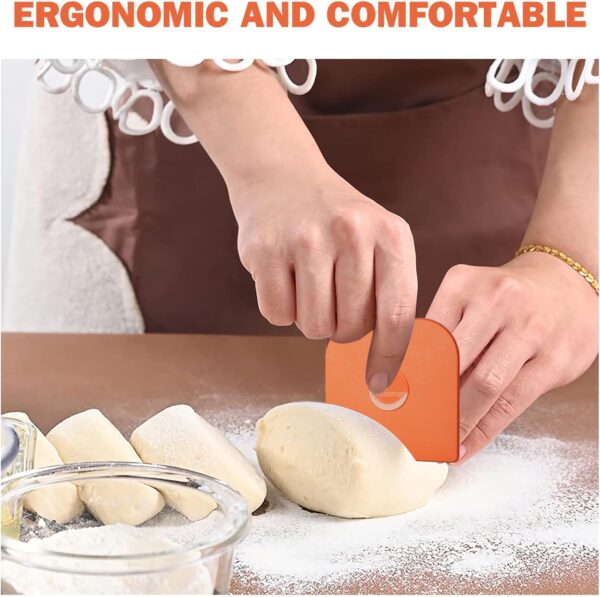 Pan Scraper, 5 Pcs Pot Scraper Plastic, Pot Scraper Non Scratch for Cast Iron, Pot and Pan Cleaning, Sturdy Scraper Kitchen Tool-Orange - Image 5