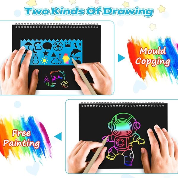 Smasiagon Scratch Paper Art Set for Kids: 2 Pack Scratch Off Arts Crafts Easter Gifts for Kids Ages 3-12 Girls Boys Birthday Christmas Party Favor Games Easter Basket Stuffers DIY Activity - Image 4