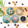EWJRNSF 8 PCS Small Diamond Art Coasters Kits, Diamond Painting Coasters, Fall Diamond Art Kits for Adults Beginners, Arts and Crafts Item Sets with Holder for Drinks Flower Style - Image 5