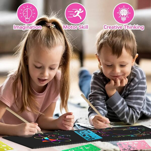 Smasiagon Scratch Paper Art Set for Kids: 2 Pack Scratch Off Arts Crafts Easter Gifts for Kids Ages 3-12 Girls Boys Birthday Christmas Party Favor Games Easter Basket Stuffers DIY Activity - Image 2