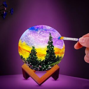 HOLA DIY 3D Moon Night Light, Paint Your Own Moon Lamp Kit Galaxy Lamp Arts and Crafts Kit, Ages 6 7 8 9 10 11 12-15 Year Old Girl Boys Birthday Gifts Toys