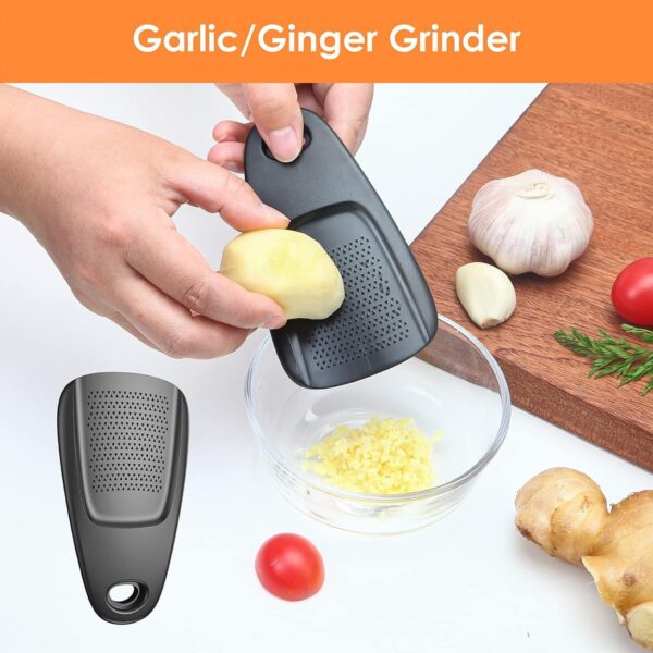 Kitchen Unique Gadgets Set 6 Pieces, Space Saving, Cheese Grater, Bottle Opener, Fruit Vegetable Peeler, Pizza Cutter, Garlic Ginger Grinder, Herb Stripper Gift Set - Image 2