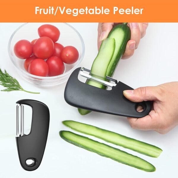 Kitchen Unique Gadgets Set 6 Pieces, Space Saving, Cheese Grater, Bottle Opener, Fruit Vegetable Peeler, Pizza Cutter, Garlic Ginger Grinder, Herb Stripper Gift Set - Image 3