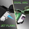 2 Pack Waterproof Lighter Outdoor Windproof Torch Lighters Dual Arc Butane Electric Lighters USB Rechargeable Lighters Flameless Plasma Lighter Camping Hiking Adventure Survival Tactical Gear - Image 2