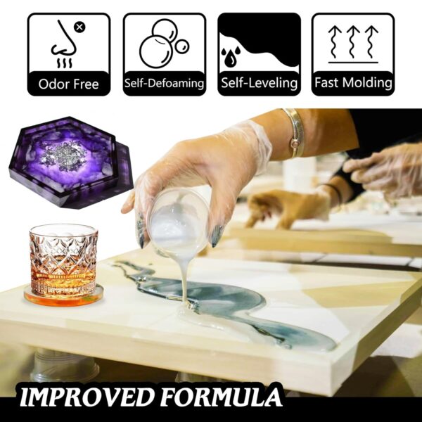 Epoxy Resin - 105oz/0.8 Gallon Crystal Clear Epoxy Kit for Casting and Coating, Table Tops - Bubble Free Fast Curing 2 Part Art Resin for Jewelry Making, Wood, Molds, River Table, Crafts - Image 5
