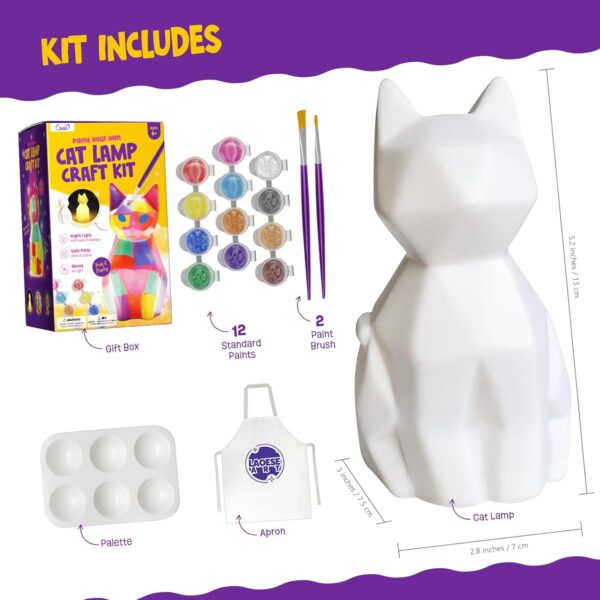 Paint Your Own Cat Lamp Kit, Art Supplies Arts & Crafts Kits, Painting kit for Kids 6-12, Arts and Crafts for Kids Ages 8-12, Toys Girls Boy Birthday Easter Gift Ages 3 4 5 6 7 8 9 10 11 12+ - Image 3