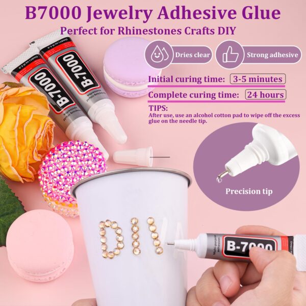 16000Pcs Resin Rhinestones with Tweezers for Crafting, Champagne 2-6mm Mixed Sizes Bedazzling Crystal with 3Pcs 10ml B7000 Jewelry Glue for DIY Crafts Clothing Tumblers Shoes Fabric Nail Art - Image 4