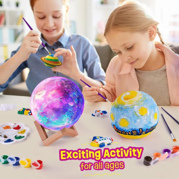 Paint Your Own Moon Lamp Kit, Cool Gifts DIY 3D Space Moon Night Light, Art Supplies Arts & Crafts Kit, Arts and Crafts for Kids Ages 8-12, Toys Girls Boy Birthday Gift Ages 3 4 5 6 7 8 9 10 11 12+ - Image 4