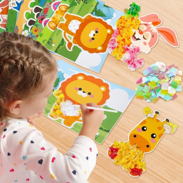 8PCS Poke-in Art and Crafts Kit for Kids Spring Animal Theme No-Mess Fabric Sewing Arts Girls Boys 4-12 Puzzle Puncture Painting DIY Animal Toy Gifts Creative Activities Game Birthday Party - Image 4