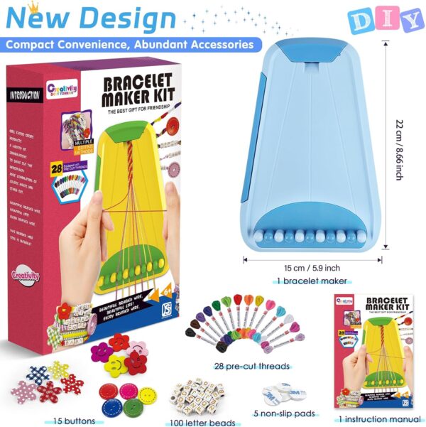 12,Friendship Bracelet Making Kit for Girl,Kids Jewelry Making Kit with 28 Pre-Cut Threads,Christmas Birthday Gifts for Ages 6 7 8 9 10 11 12 Year Old Light Blue - Image 4
