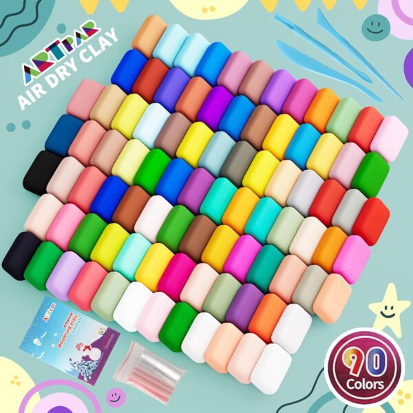 Air Dry Clay 90 Colors, Modeling Clay for Kids,Model Magic Clay,DIY Molding Clay Starter Kit with Sculpting Tools,Soft and Non-Sticky,Art and Crafts for Boys & Girls 3-12 Years Old. - Image 2