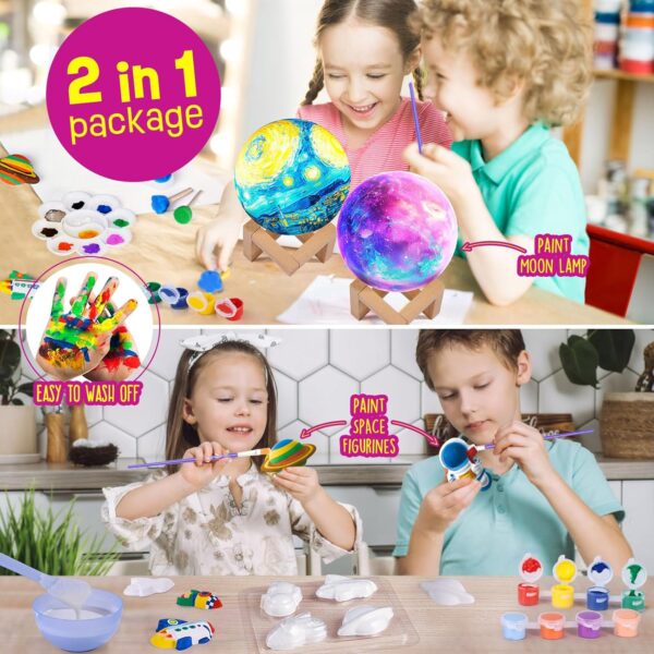 Paint Your Own Moon Lamp Kit, Cool Gifts DIY 3D Space Moon Night Light, Art Supplies Arts & Crafts Kit, Arts and Crafts for Kids Ages 8-12, Toys Girls Boy Birthday Gift Ages 3 4 5 6 7 8 9 10 11 12+ - Image 3